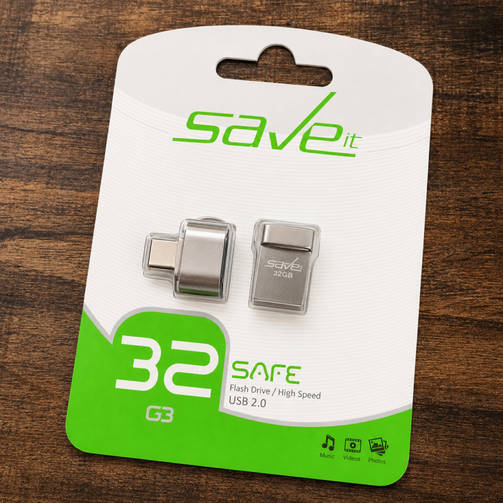 فلش مموری Saveit 32GB مدل Safe USB 2.0 همراه مبدل OTG Type-C